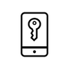 Black icon of a key on the screen of a phone